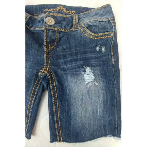 Almost Famous Denim Shorts Size 3 Distressed Blue Almost Famous - Picture 4 of 12